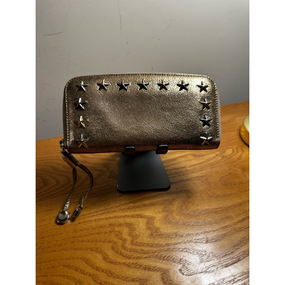 Jimmy Choo Gold Leather Long Zip Wallet